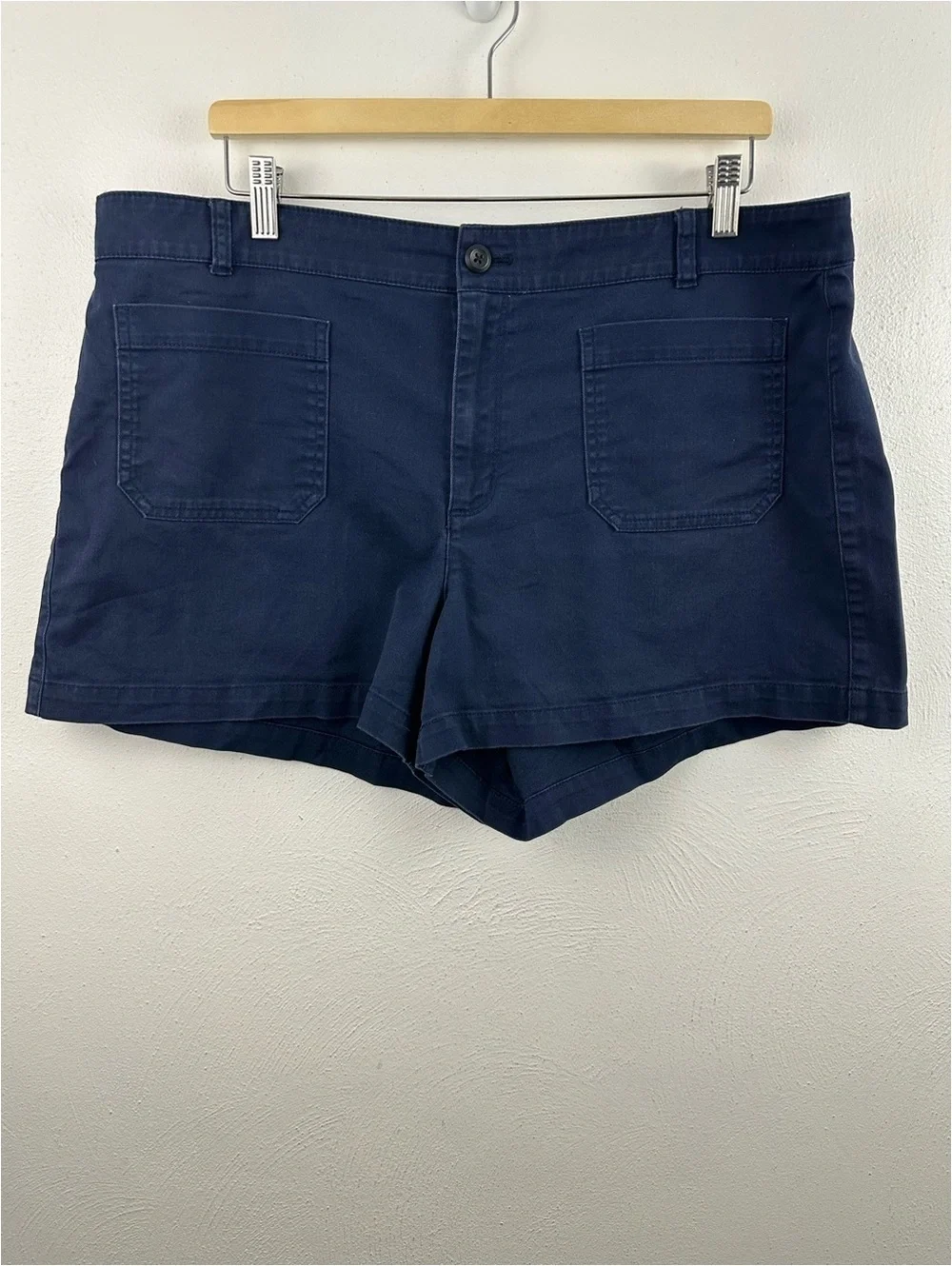 J. Crew Navy Patch-Pocket Cotton Blend Chino Shorts Size 16